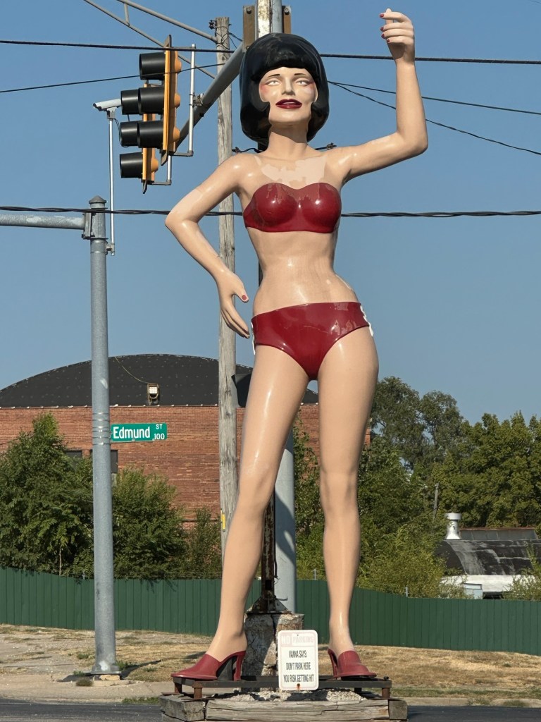 Vanna Whitehall, a rare female muffler man, in Peoria, Illinois, USA.