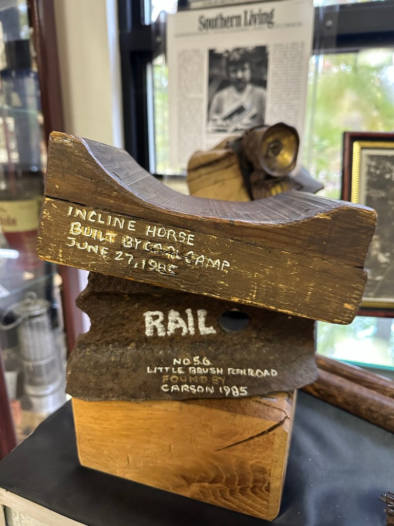 Small “cars” coal miners would sit on to slide down the mountain at Coke Oven Museum in Dunlap, Tennessee, USA.