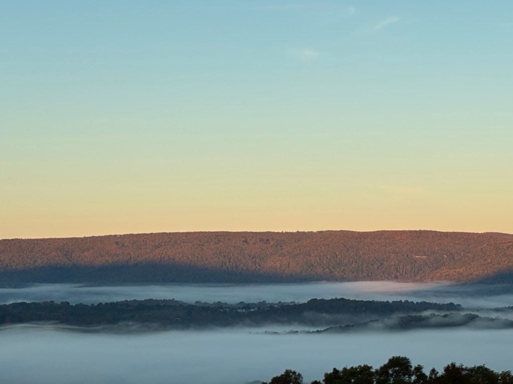 Fog over the Sequatchie Valley in Dunlap, Tennessee, USA.