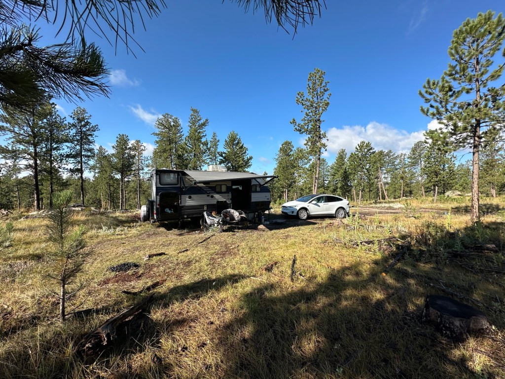 Boondocking site in Black Hills National Forest in Custer, South Dakota, USA.